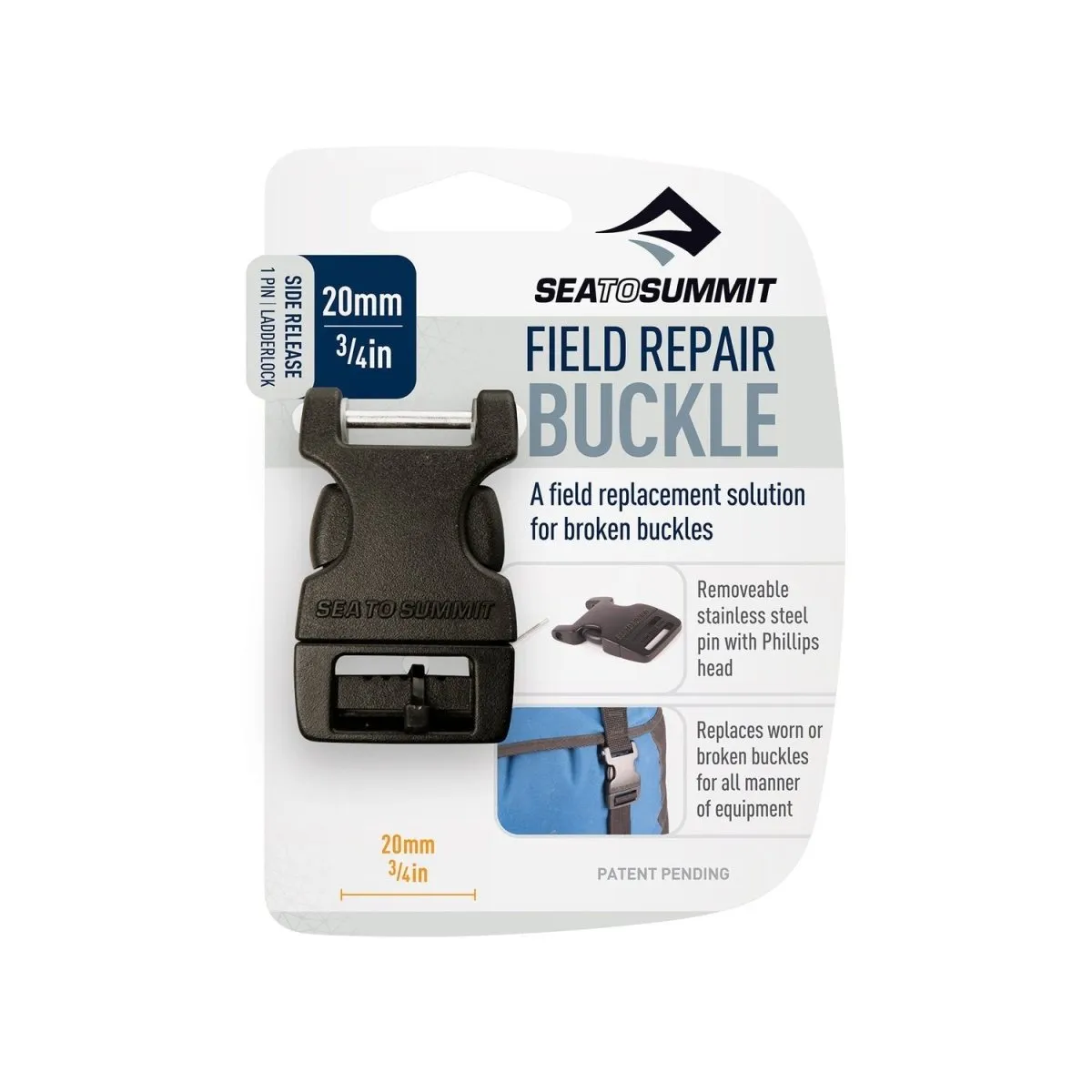 Side Release Field Repair Buckle with Removable Pin 20mm - 1 Pin
