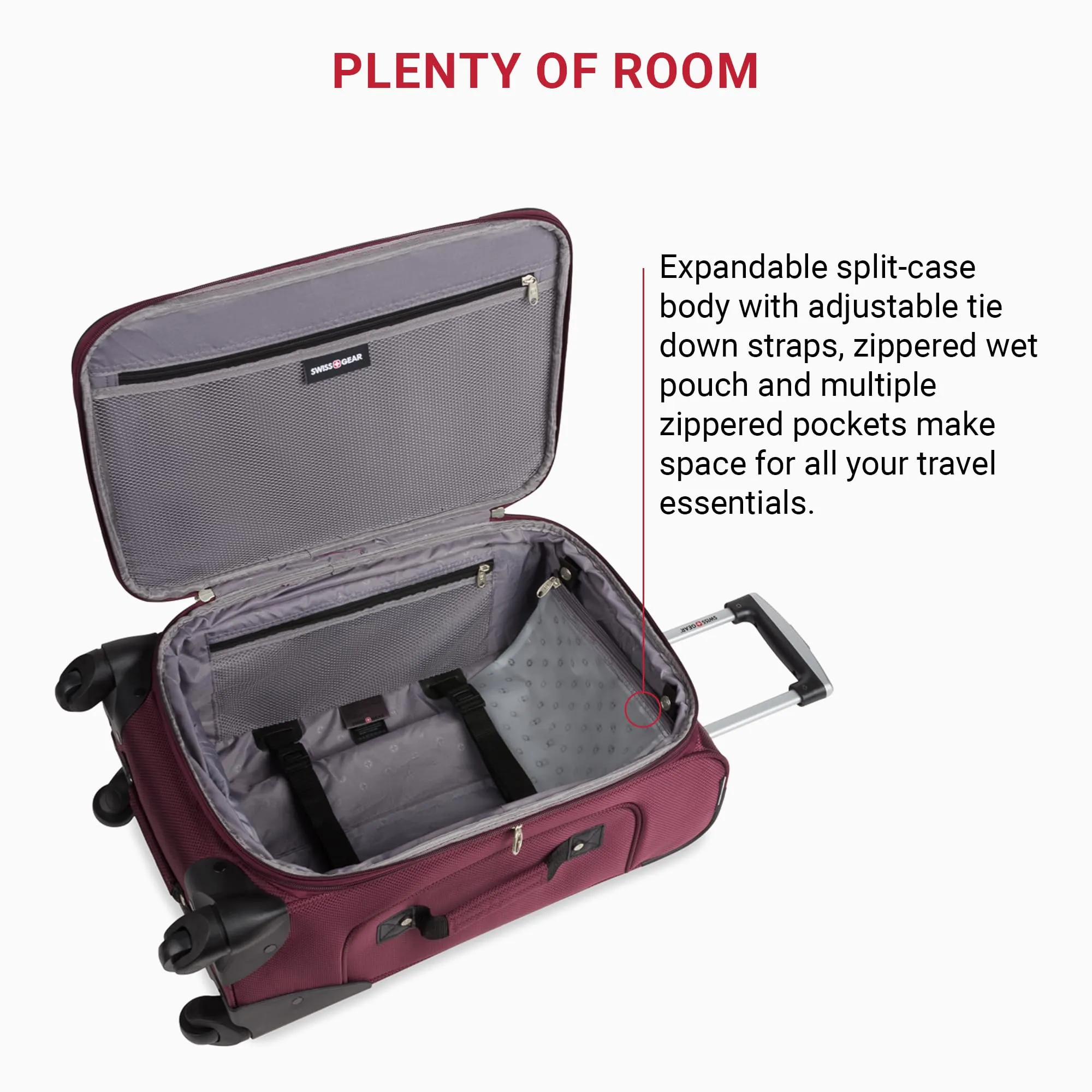 SwissGear Expandable 21-Inch Carry-On Luggage, Merlot