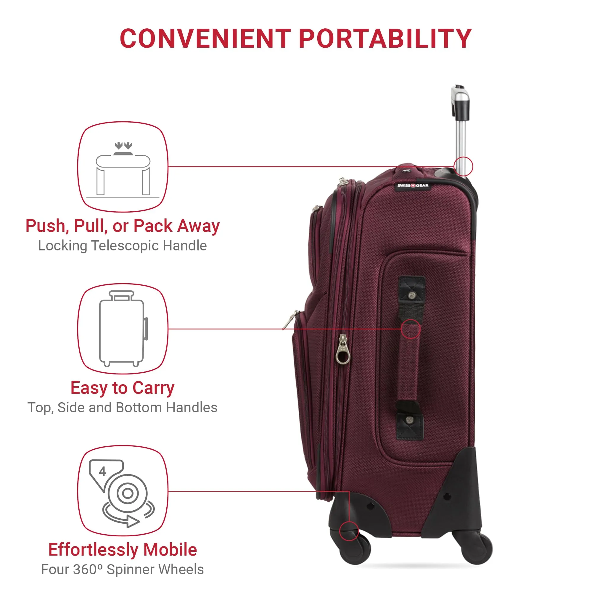 SwissGear Expandable 21-Inch Carry-On Luggage, Merlot