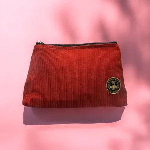 THE PANDA RED CORDUROY Large Toiletry   Makeup Bag