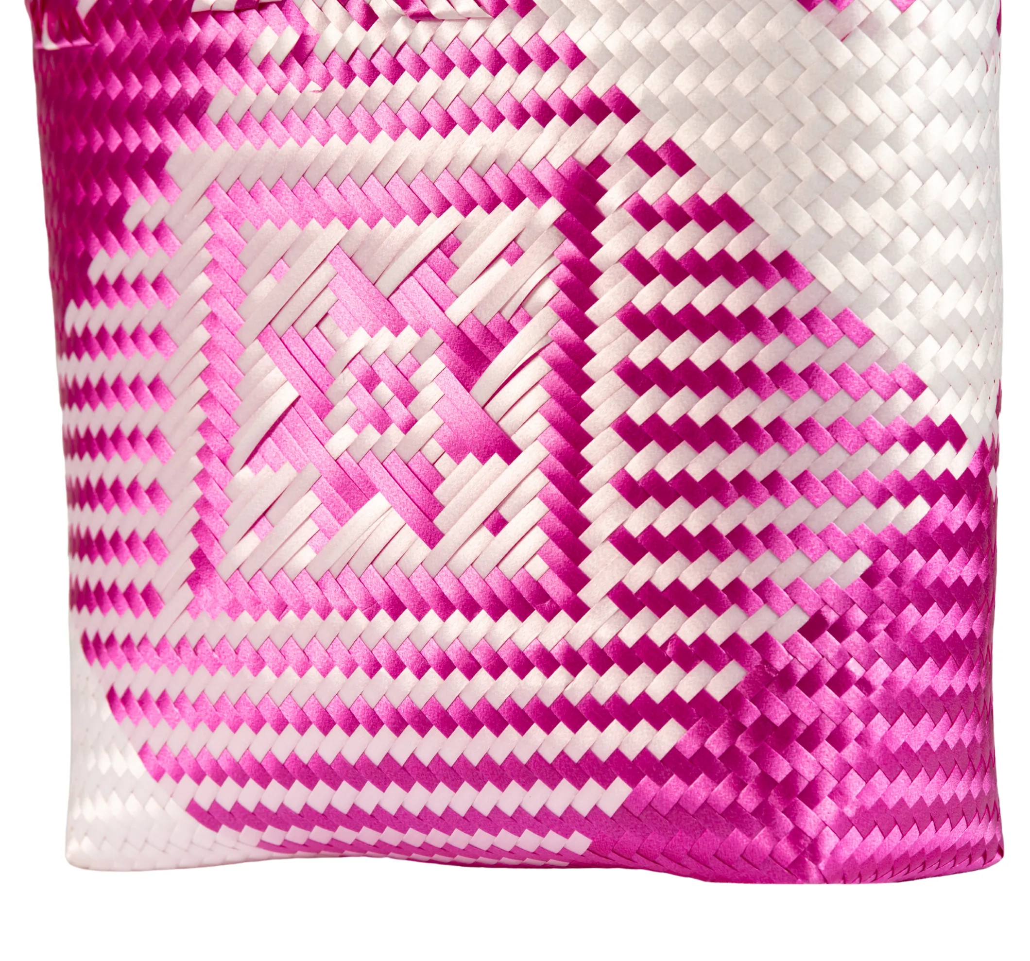 Woven Tote- Medium - Pink and White