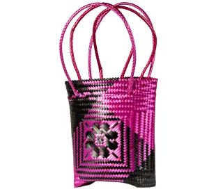 Woven Tote- Small - Pink and Black