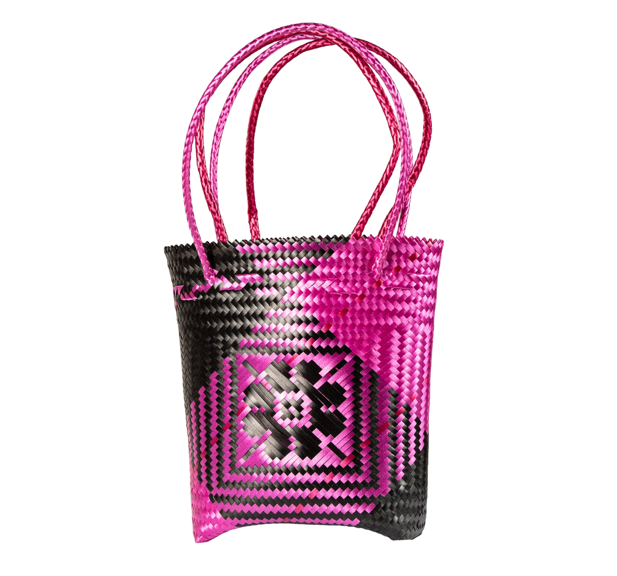 Woven Tote- Small - Pink and Black